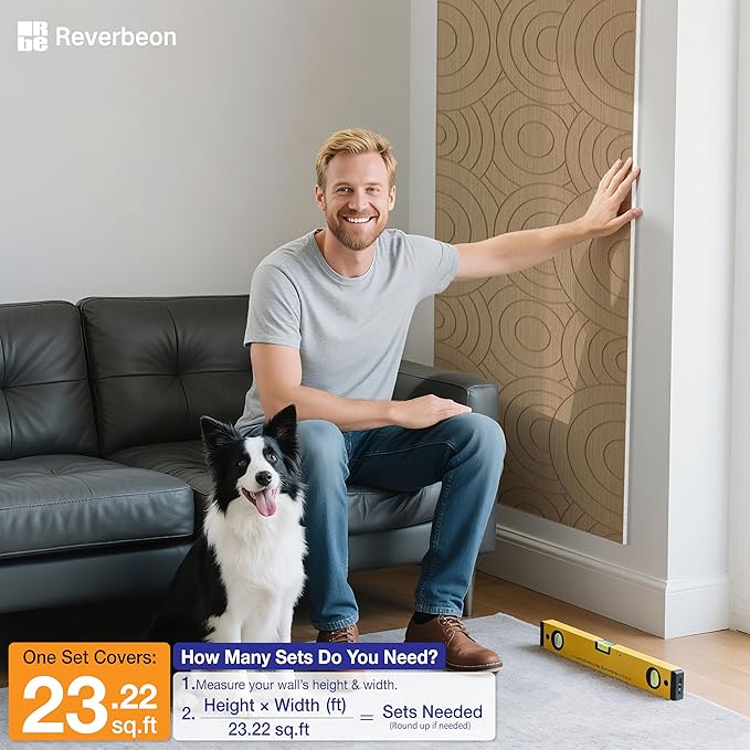 Reverbeon 6 PCS Acoustic Panels, 23.6x23.6 Inch Sound Absorbing Panels, Decorative Acoustic Wall Panels for Recording and Home Studio, Office with Double-Sided Adhesive Tape
