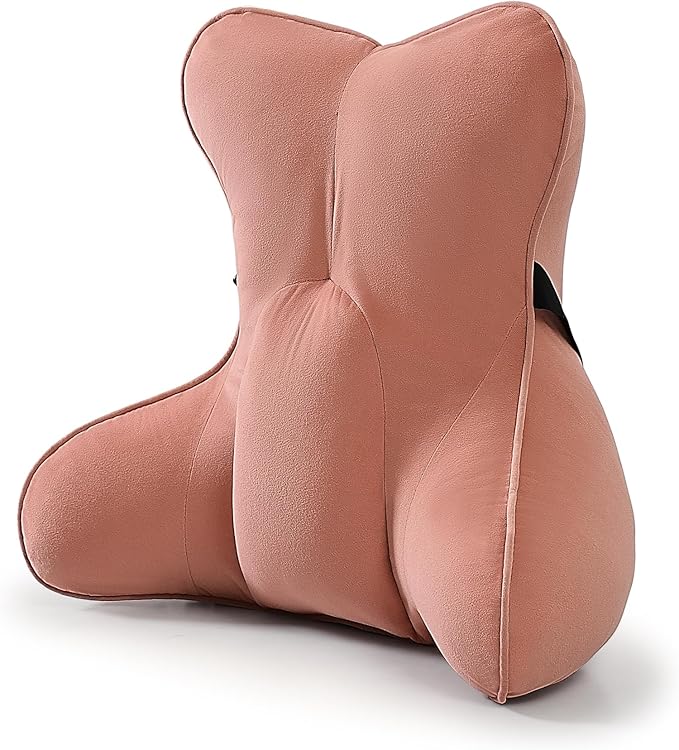 Ailuteie Lumbar Support Pillow(Pat. Pend) for Lower Back Pain Relief – Multi-Functional Ergonomic Lumbar Cushion, Reading Pillow for Office Chair, Car Seat & Sofa,Blush Pink