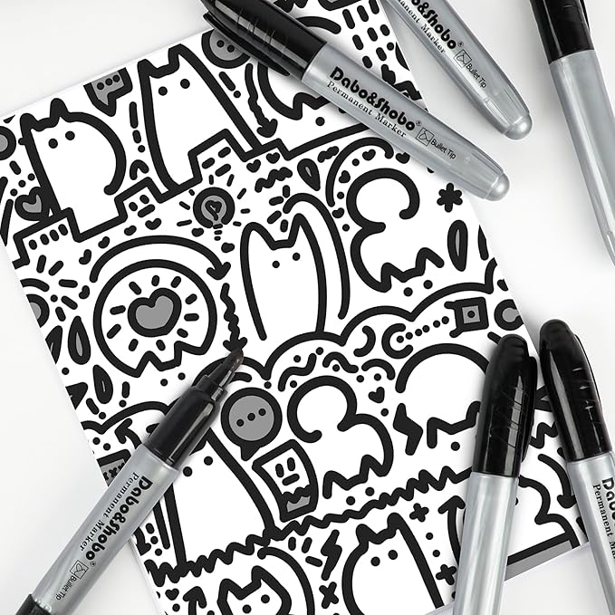 Dabo&Shobo Permanent Markers Jumbo Size, 40 Count, Bullet Tip, Large Black Permanent Markers Set