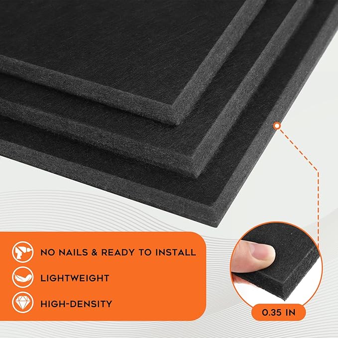 Large Cork Board, Black Bulletin Board 36"x 24", 6 Pack Felt Wall Tiles with 35 Pcs Pushpins, Pin Boards for Office, Home & Classroom