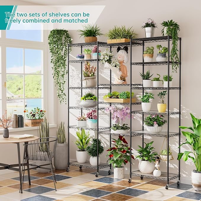 SINGAYE Shelf Closet Wire Shelving：Adjustable Metal Unit for Laundry Room Organization Bathroom Kitchen Home Storage with Wheels Pantry Rack Shelves