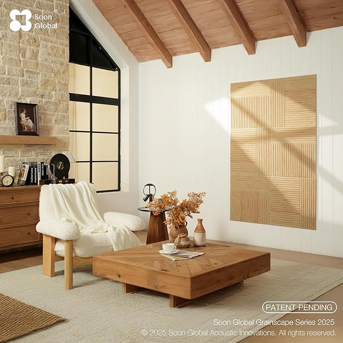Soon Global Acoustical Wall Panels, 6-Piece 23.62 X 23.62 Inches Art Acoustic Panels, Decorative Acoustic Panels, Acoustic Wall Panels, Sound Absorbing Wall Art, Zen Split