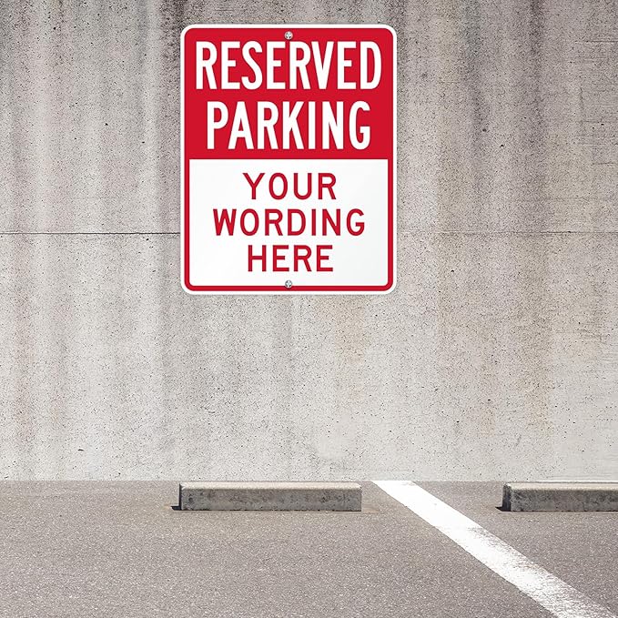 SmartSign 30 x 24 inch Custom “Reserved Parking” Metal Sign - Add Text, 80 mil Aluminum, 3M Laminated Engineer Grade Reflective Material, Red and White, Made in USA
