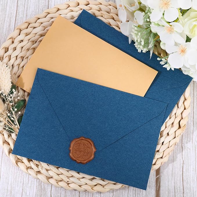 54 Pack Stationery Letter and Envelopes,Stationary Set Includ 30 Letter Paper 12 Envelopes and 12 Wax Seal Stickers for Love Letters,Party Invitations,Greeting Cards(Blue)