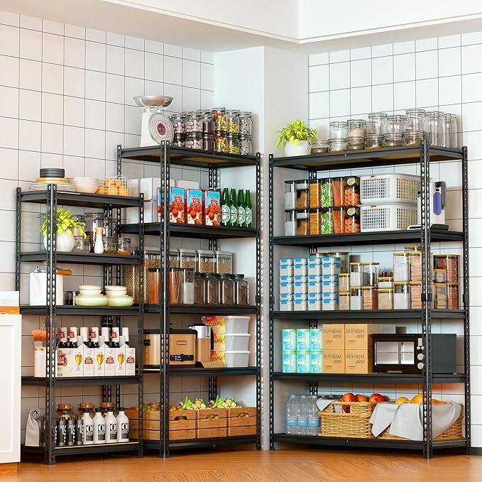 LEVELEVE 5-Tier Storage Shelving Unit, 2020 lbs Capacity, Heavy Duty Adjustable Metal Utility Shelf, 48" L x 18" W x 73" H for Garage, Kitchen, Pantry, Basement, Bathroom, Laundry, 3 Pack