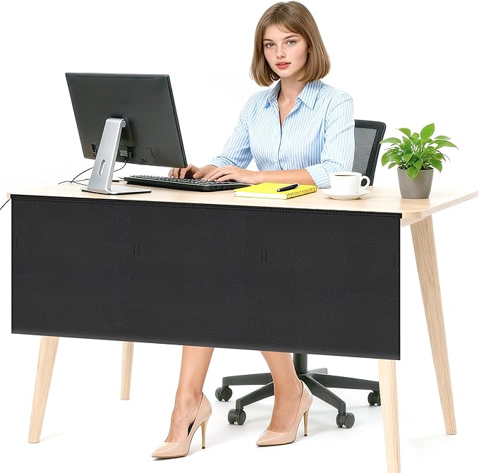 EcoBrisa 48" Under Desk Privacy Panel Self-Adhesive Modesty Panel Stand Up Desk Modesty Panel for Home Office or Standing Workstation, Black