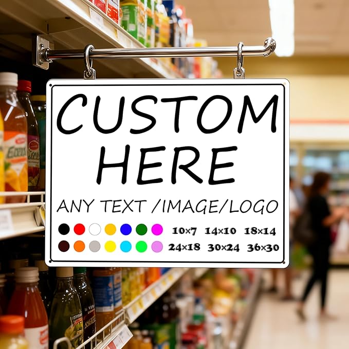 Custom Sign for Business-18×14inches-Indoor/Outdoor use,Weatherproof, 0.04 inches thick quality aluminum,for Street, underground parking
