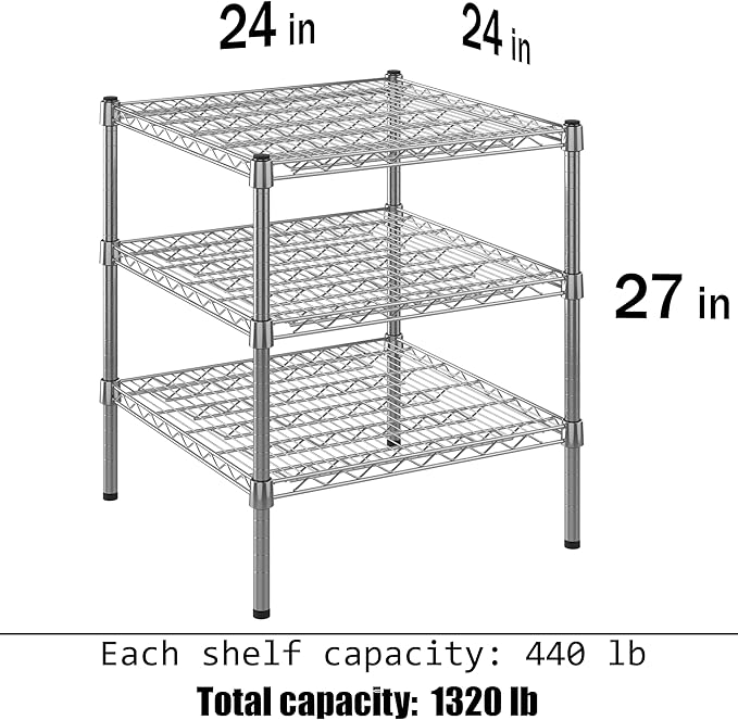 Regal Altair 24" Deep x 24" Wide x 27" Height Wire Shelving Kit | 3-Tier | NSF Commercial Storage Rack Unit