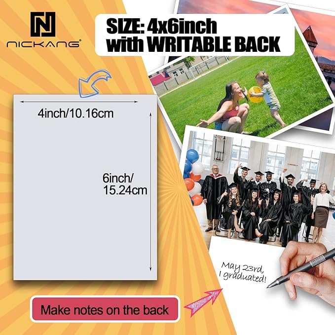 NICKANG 4x6 Photo Paper, Glossy Photo Paper 4x6, Total of 120 Sheets Bulk, 53 LB/200 gsm, Photo Printer Paper, Picture Paper for Inkjet Printer (60 Sheets/Pack x 2 Packs)