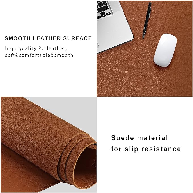 ZORESYN Conference Table Pads (70.87" x 31.5") - PU Leather Extended Large Mouse pad Office Desk Mat - Nonslip Base and Waterproof Desktop Writing Pad Mouse Mat (Light Brown)