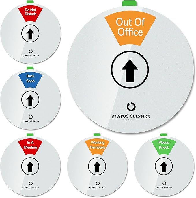 Out Of Office Door Sign - 6 Status Options: Private, In Meeting, Do Not Disturb, Working Remotely, Available, Away