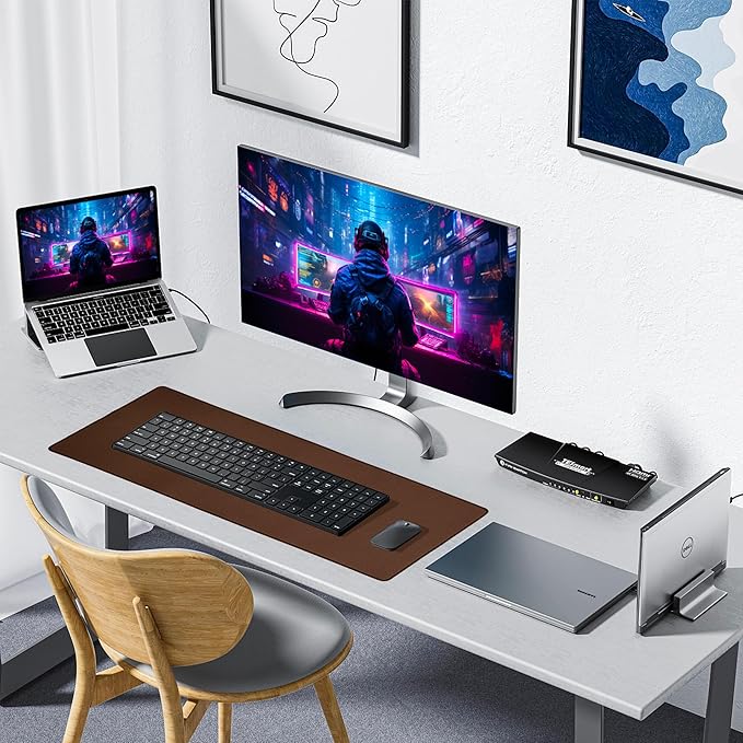 ALOANES Waterproof Mouse Pad with Durable Stitched Edge, XL Gaming Keyboard Pad, Non-Slip Rubber Base Mouse Mat, Extended Desk pad for Gamer, Office & Home, Brown Mousepad 31.5''x 11.8''x 0.12''