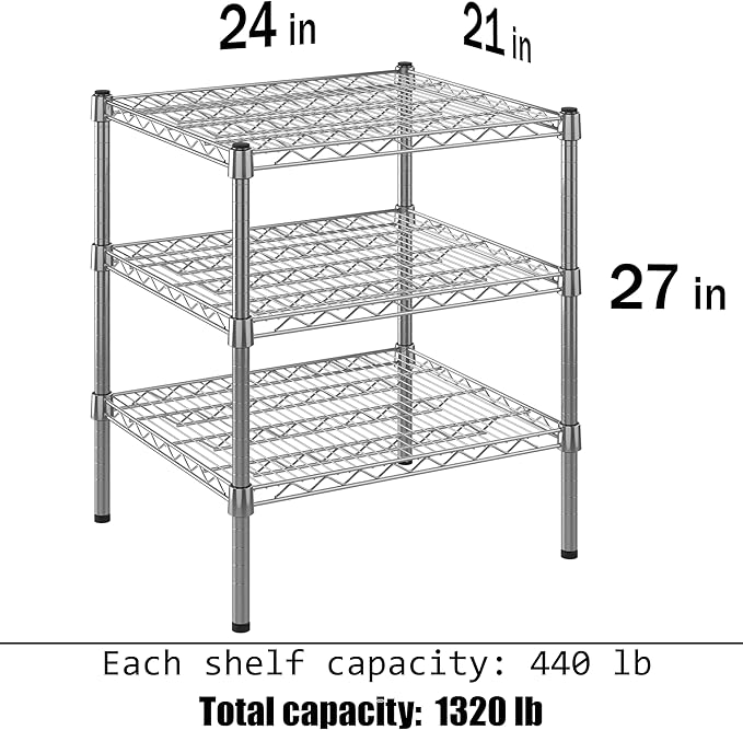 Regal Altair 21" Deep x 24" Wide x 27" Height Wire Shelving Kit | 3-Tier | NSF Commercial Storage Rack Unit