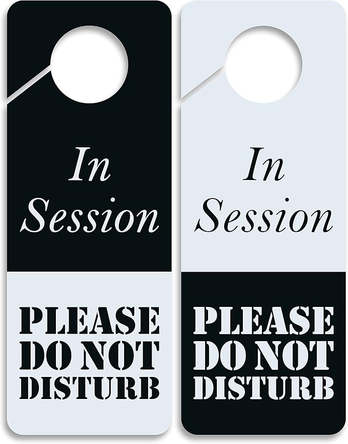 Business Design Do Not Disturb Sign - In Session, 2 Pack, Double Sided, Ideal for Offices, Online Sessions and Meetings, Online Classes, Home Offices, Counseling, Clinics, Therapy, Massage sessions