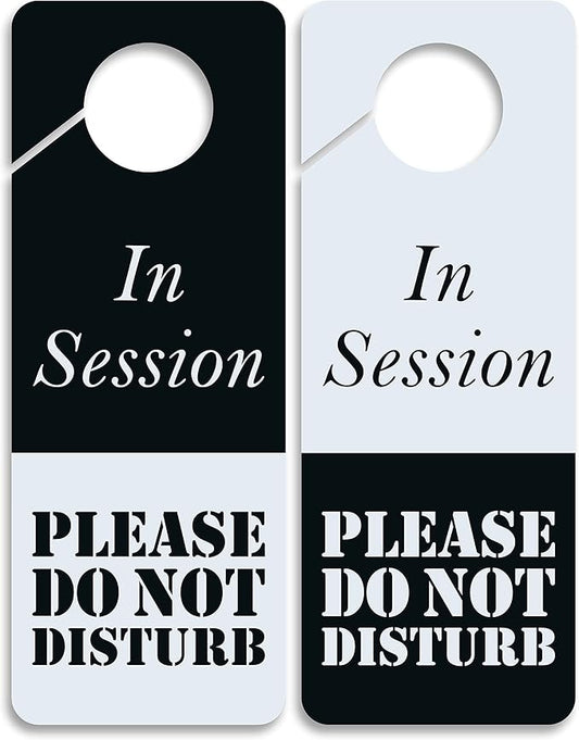 Business Design Do Not Disturb Sign - In Session, 2 Pack, Double Sided, Ideal for Offices, Online Sessions and Meetings, Online Classes, Home Offices, Counseling, Clinics, Therapy, Massage sessions