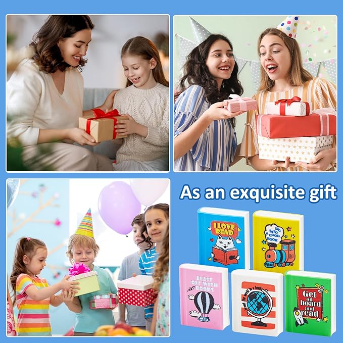 party greeting 100Pcs I Love to Read Pencil Erasers Fun Erasers Bulk for Kids Read Across America Prizes Drawing Sketching Supplies Reading Positive Reward Gift School Classroom Teacher Colorful