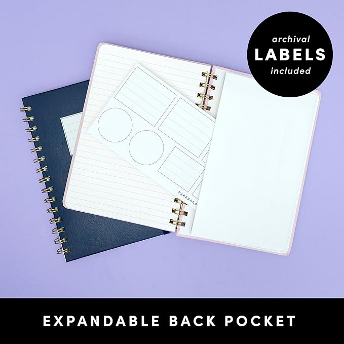 PAPERAGE Lined Spiral Journal Notebook, (Geometric Lavender), 160 Pages, Hardcover Journal for Women & Men, Medium 5.5 in x 8 in - 100 GSM, Thick Paper, Spiral Notebook for Work, School & Journaling