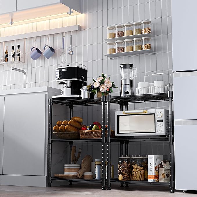 M MZG 450 lbs Steel Storage Shelving 3-Tier Utility Shelving Unit Steel Organizer Wire Rack for Home,Kitchen,Office (11.8" D x 17.7" W x 26.3" H) | 450 lbs, for Home, Kitchen, Office