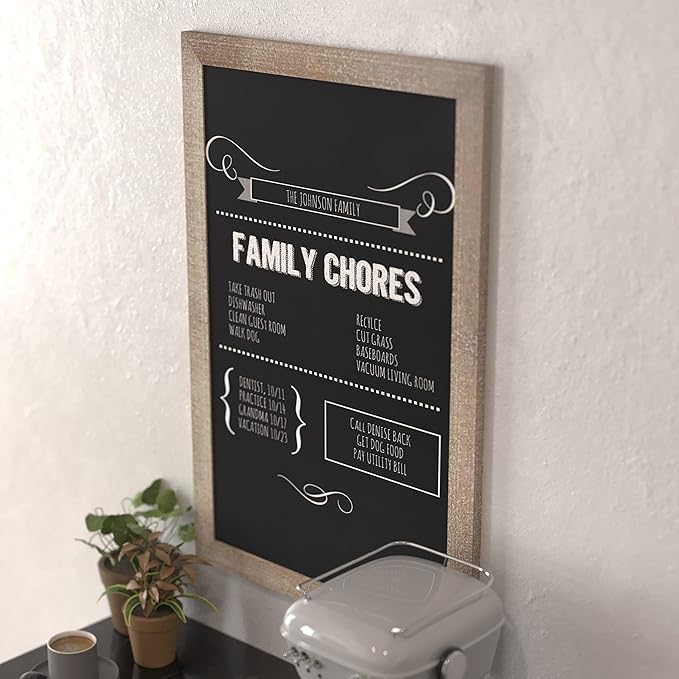 HBCY Creations 20" X 30" Weathered Lightwash Solid Wood Frame Wall Chalkboard, Magnetic Surface, Home Décor, Restaurant & Café Menus, Blackboard, Includes Chalk, Eraser & Hanging Hardware