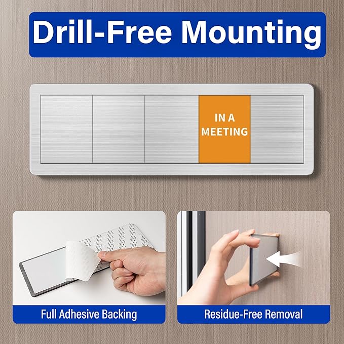 Office Door Signs with 5 Printed Status Options – Do Not Disturb, Out of Office, In a Meeting, Please Knock, Work from Home – Includes Custom Personalized Blank Sticker for Privacy Workspace or Studio Available and Away
