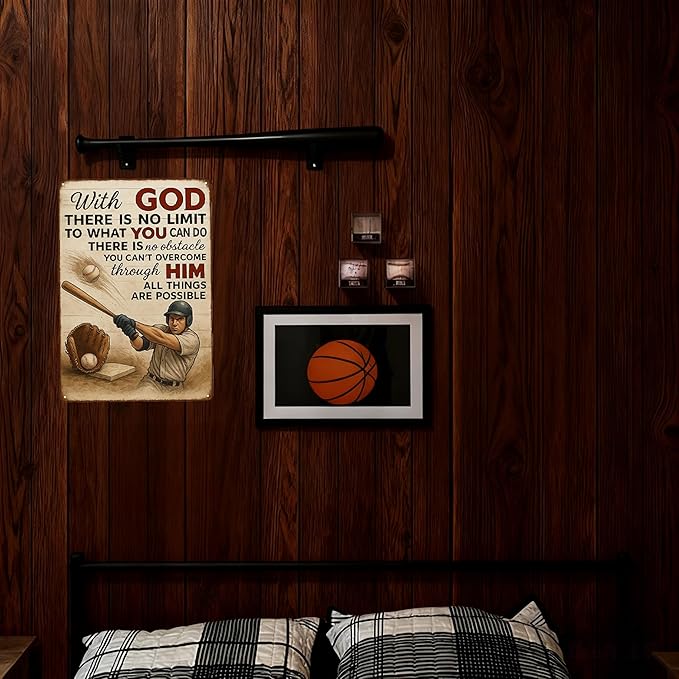 Vintage Christian Baseball Metal Sign – Inspirational Sports Wall Art for Boys Room, Gym, or Man Cave – Faith Gift for Baseball Players, Dads, and Believers* (Christian Baseball-01)