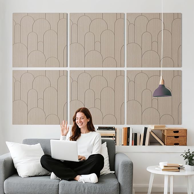 Reverbeon 6 PCS Acoustic Panels, 23.6x23.6 Inch Sound Absorbing Panels, Decorative Acoustic Wall Panels for Recording and Home Studio, Office with Double-Sided Adhesive Tape