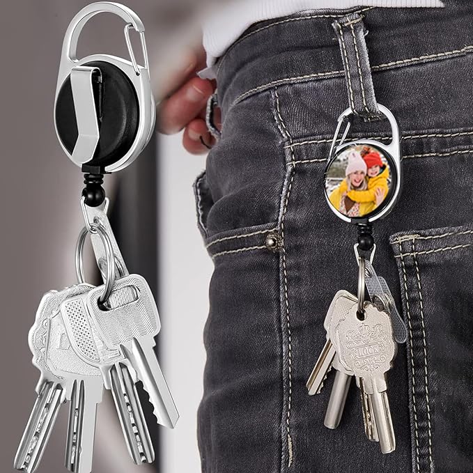 Personalized Retractable ID Badge Holder Clip, Customized Badge Reel with Key Ring Hook for Office Worker, Medical MD RN, Nurse, Doctor, Teacher, Student,1 to 100 Bluk Packs