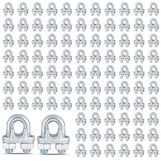 200PCS M5 Heavy Duty Wire Rope Clamps, 3/16-Inch Zinc Plated Wire Cable Clamps for Secure Connections – Boat, Tent, Clothesline, Rigging & More