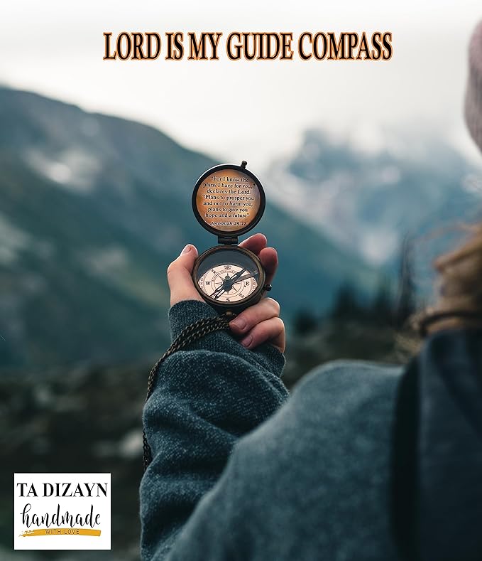 For I Know The Plans I Have For You, Jeremiah 29:11, Solid Brass Directional Engraved Compass, Baptism Gifts for Boys Girls, First Communion, Christian Gifts for Men, First Confirmation Gifts for Boys