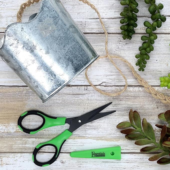 Essentials by Leisure Arts 5 in Trimming Scissors with Sheath - Garden Shears with Non-Stick Blades, Sharp Plant Cutter for Clean Cuts, Pruning, and Gardening Tasks