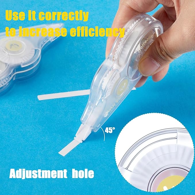 Lewtemi 60 Pcs White Correction Tape Bulk, 39.4 ft Wrong out Tear Resistant Tape Easy to Use Applicator for Office School Teachers Note Taking Journal Scrapbooking Home Supplies