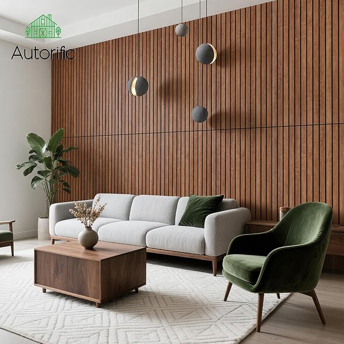 AUTORIFIC Wood Veneer Acoustic Panels, 4 Pack 47.2”x23.6” Sound Panels, Decorative Large Wood Panels for Wall, for Office,Home Theater,Studio,Living Room, Cherry(Mitred)