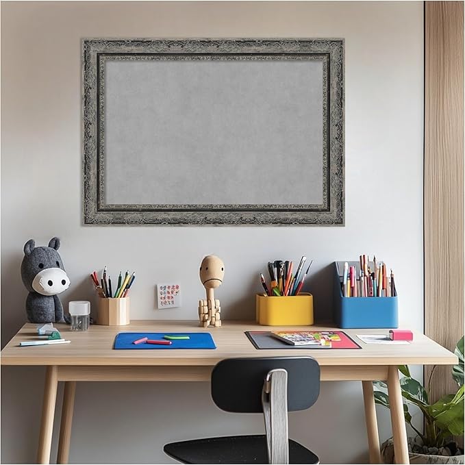 Amanti Art Black Framed Magnetic Board 20x28 Medium Vision Board for use with Magnets, 100% Metal Sheet to Display Items as Office Decor or for Home Organization in mudroom, Kitchen or Kids Room