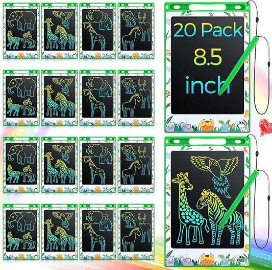 Zhehao 20 Pack LCD Writing Tablet for Kids: 8.5 Inch Colorful Drawing Doodle Boards - Reusable Erasable Doodle Board Educational Learning Toys Gifts for Toddlers Ages 3-8 Party Favors(Green,Stylish)