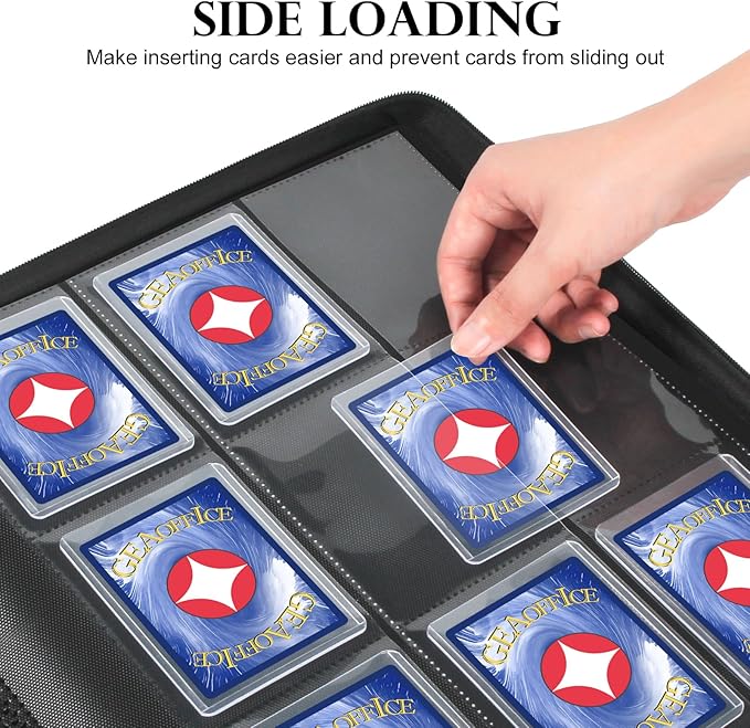 GEAoffice Waterproof Top Loader Binder Holds 324 Cards, Side Loading 9 Pocket Card Binder for Toploader, PU Leather Card Collection Album Folder Holder for 3"×4" Rigid, MTG, TCG, Sports Cards, Purple