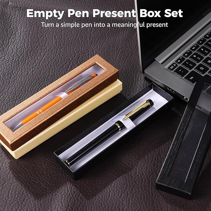 OMISTAR 60 PCS Pen Gift Box Empty Cases with Clear Lid, 3 Colors Ballpoint Pen Gift Box Pen Jewelry Display Box for Jewelry Gift Business Birthday Souvenir Office Supplies (60PCS)