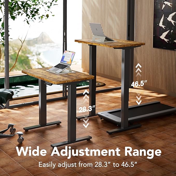 HUANUO 71 x 30 inch Electric Standing Desk Adjustable Height, 4 Memory Height Settings, Sit Stand Up Desk for Home Office & Computer Workstation, Rustic Brown
