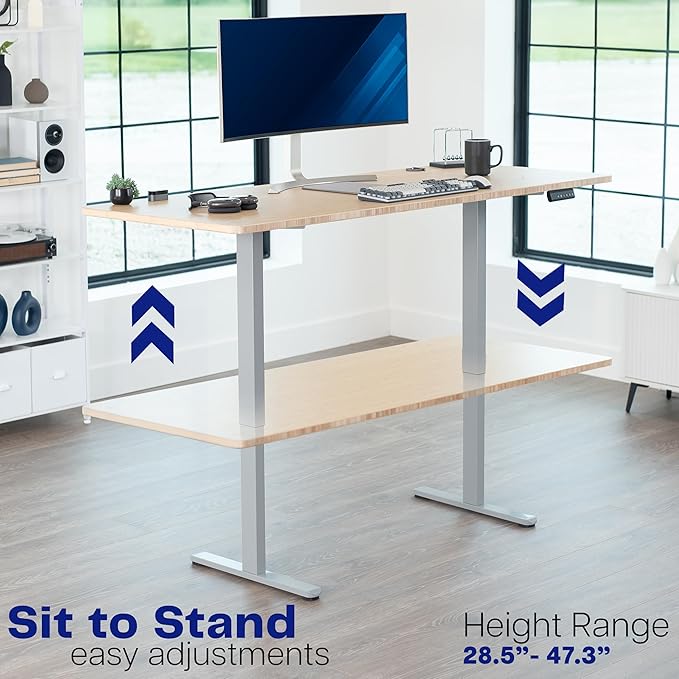VIVO Heavy Duty Dual Motor Electric Sit Stand Desk Frame, 220 lbs Capacity up to 85" x 43" Tops, Memory Controller Height Adjustable Frame Only, Gray, DESK-E-200G