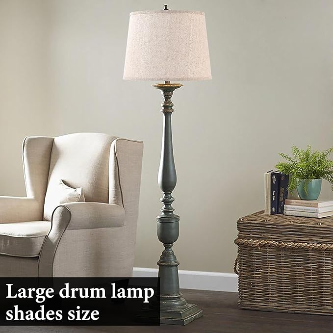 Drum Lamp Shades Larges (2 Pack), Modern Farmhouse Lampshades Beige for Floor&Table Lamps Replacement Living Room/Bedroom，14"Top×16"Bottom ×11"High(Spider), Required Assembly，By GO&SO