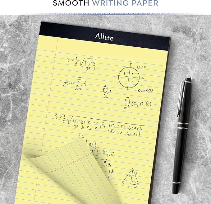 Alitte Yellow Legal Notepads 8.5 x 11, Pack of 3 - Perforated Wide Ruled Writing Pad - Premium Thick Paper, No Ink Bleeding - Blank Legal Pads For Home, Office, School, Business - 50 Sheets Per