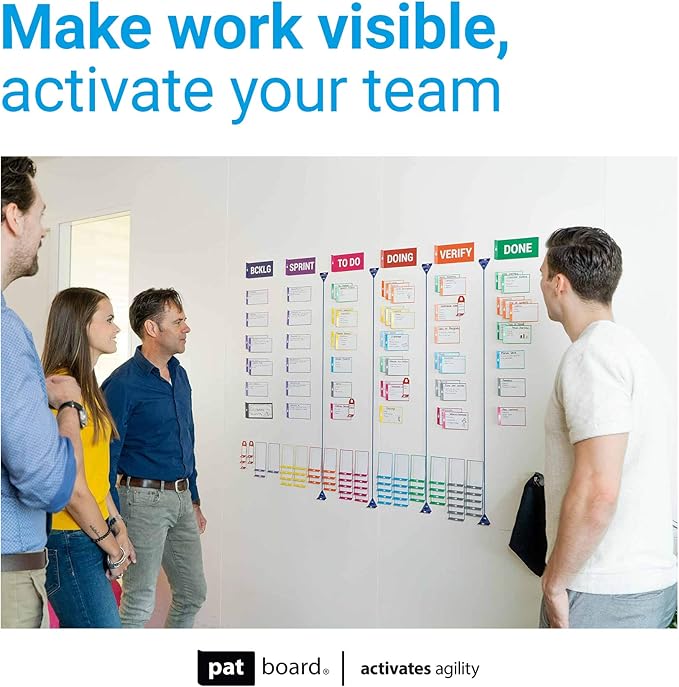 PATboard Kanban Board and Scrum Board – Full Toolset with 137 Scrum Cards for Whiteboard – Agile Kit, Agile Board, Kanban Board Kit – Scrum Tools, Project Management Tools