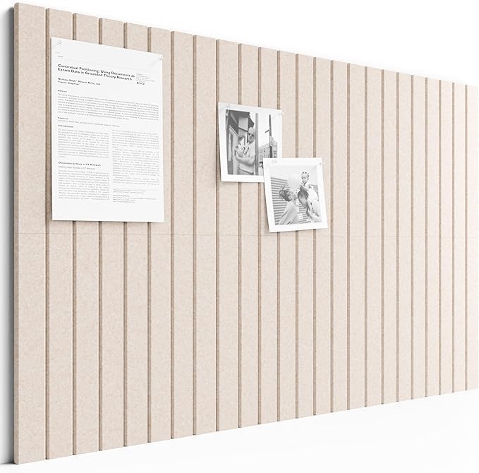 Bumusty Large Cork Board Alternative-36 x24 Felt Bulletin Board Tiles, with 30 Pushpins, 40 Adhesive Tabs, 6-Pack Slat Wall Paneling, Cork Boards for Office Push Pin Board Felt Board-Oatmeal