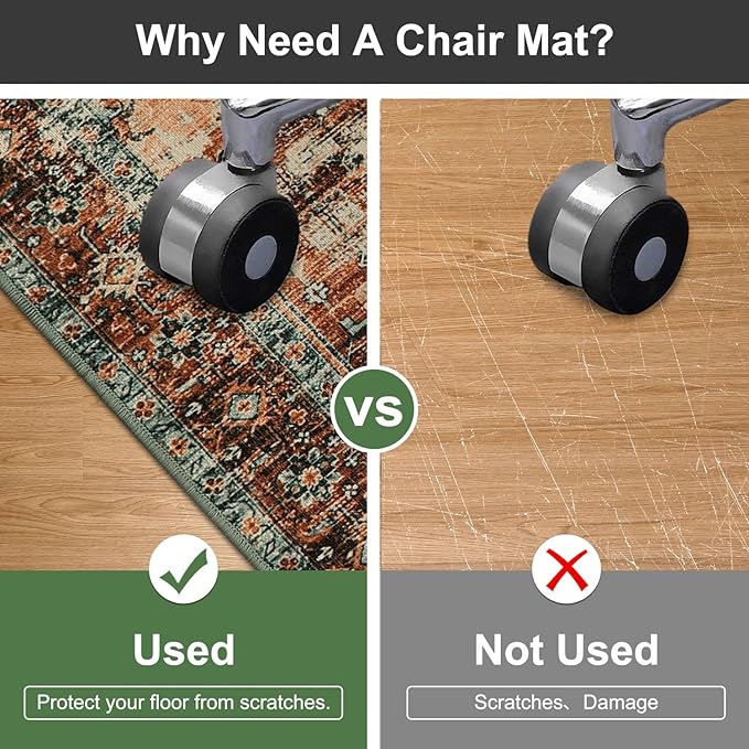 Anidaroel 36"x48" Chair Mat for Hardwood Floor/Tile Floor, Desk Chair Mat for Hard Floors, Under Desk Rug Protector for Rolling Chair, Computer Gaming Chair Mats, Low Pile Carpet Floor Mat