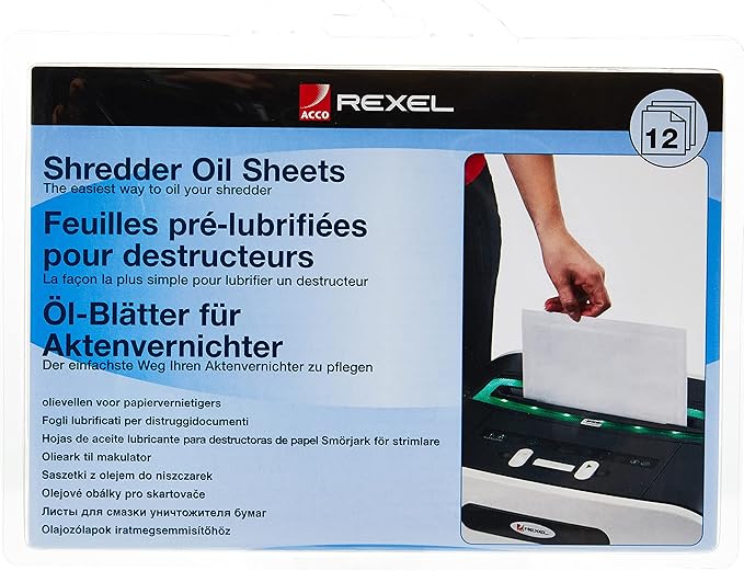 Rexel Shredder Oil Sheets, Pack of 12, A5 Size, Shredder Maintenance, 2101948,Blue
