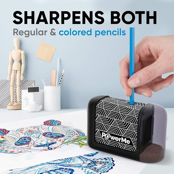 Battery-Operated Electric Pencil Sharpener for Kids, School, Home, Office - for No. 2 Pencils and Colored Pencils