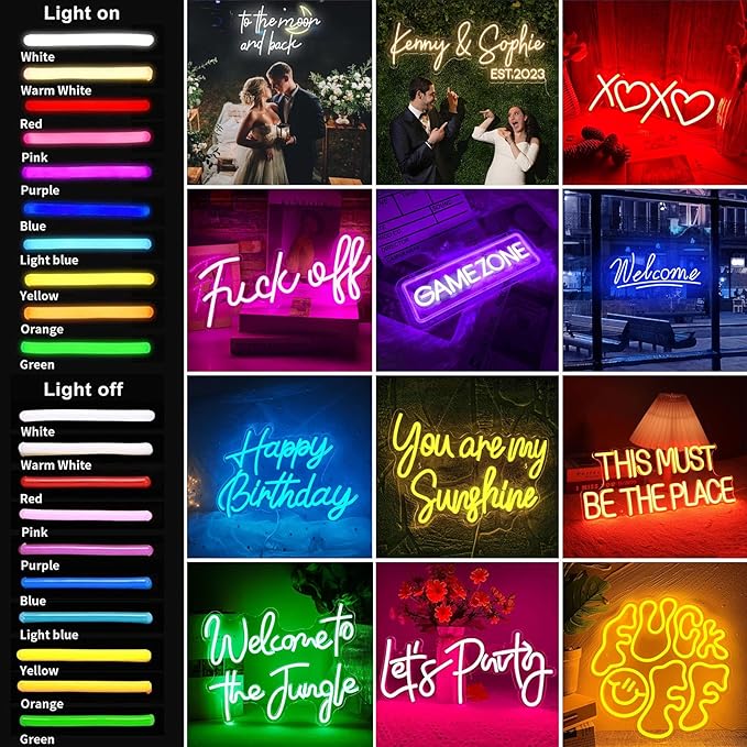 BUIZZEUOIV Custom Neon Sign, Neon Sign Customizable Large LED Wedding Neon Name, Custom Light Signage Personalized for Wedding Anniversary, Light Up Sign for Christmas Party Gift