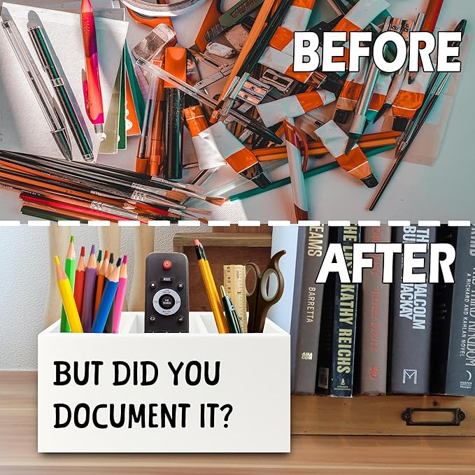 XPH Funny But Did You Document It Pen Pencil Holder Organizer for Desk, HR Human Resources Gifts, Office Humor Gifts, Funny Wooden Box Sign for Office Workplace Desk Tabletop Decorations