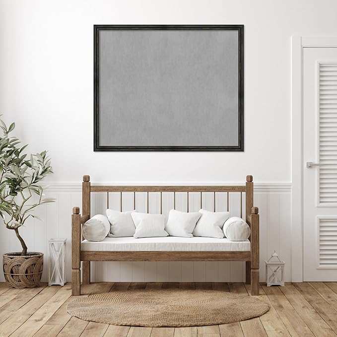 Amanti Art Black Framed Magnetic Board 43x51 Oversize Vision Board for use with Magnets, 100% Metal Sheet to Display Items as Office Decor or for Home Organization in mudroom, Kitchen or Kids Room