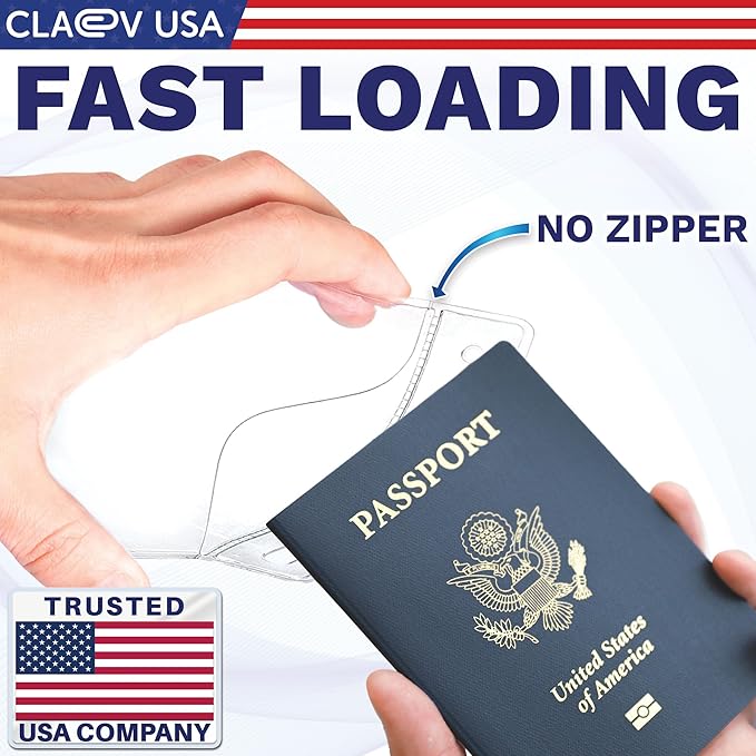 Claev Flexible and Tear Resistant Vertical 4x6 Passport & Card Holders (4x6 Extra Large (XXL), 50 Pack), Clear Zipperless ID Plastic Name Card Badge Holders for Travel, Conferences, Conventions