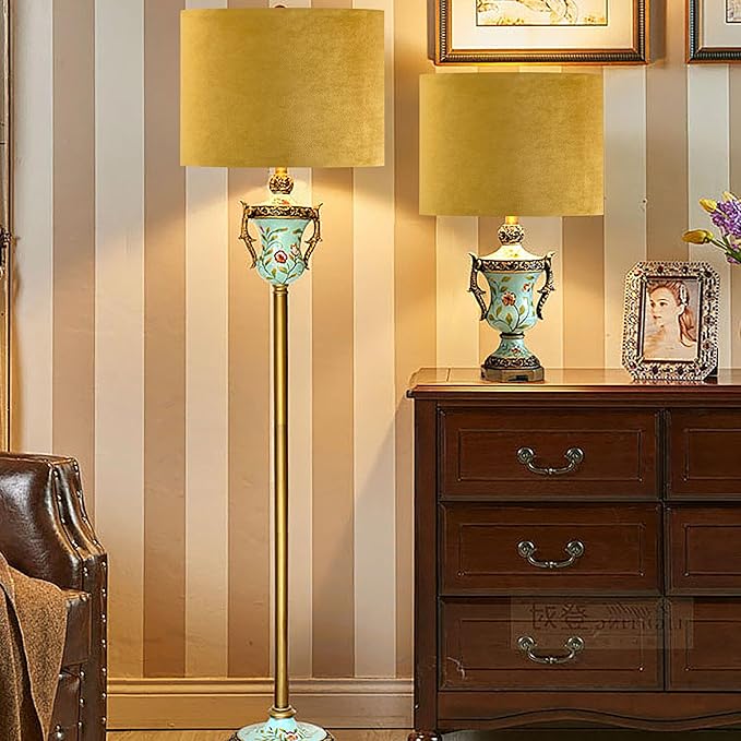 GO&SO Set of 2 Large Drum Yellow Velvet Lamp Shade -16" Top x 16" Bottom x 12" High(Spider) Modern Lamp Shades For Table Lamps & Bedside Lamp Replacement Lampshade, Hand Crafted, Required Assembly